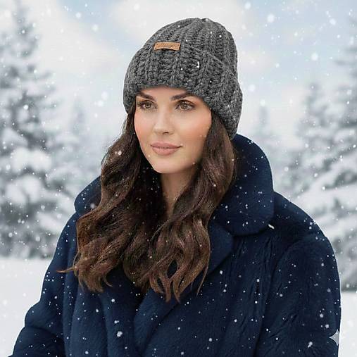 Čiapky, čelenky, klobúky - WINTER TIME - Hygge čiapka  (tmavošedá) - 18067351_