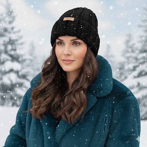 Čiapky, čelenky, klobúky - WINTER TIME - Hygge čiapka  (čierna) - 18067358_