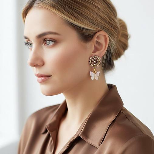 Náušnice - Korálkové náušnice MOTÝLE - 18068539_