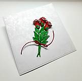 Papiernictvo - Pohľadnica / blahoželanie s červenými ružami ... - 18070140_
