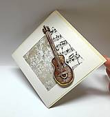 Papiernictvo - Blahoželanie / pohľadnica s gitarou ... - 18070648_