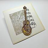 Papiernictvo - Blahoželanie / pohľadnica s gitarou ... - 18070649_