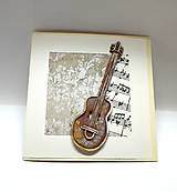 Papiernictvo - Blahoželanie / pohľadnica s gitarou ... - 18070650_