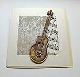 Papiernictvo - Blahoželanie / pohľadnica s gitarou ... - 18070652_