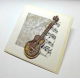 Papiernictvo - Blahoželanie / pohľadnica s gitarou ... - 18070653_