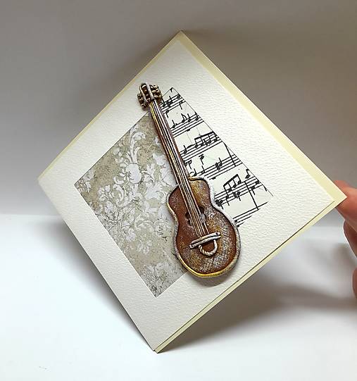 Papiernictvo - Blahoželanie / pohľadnica s gitarou ... - 18070648_