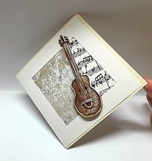 Papiernictvo - Blahoželanie / pohľadnica s gitarou ... - 18070648_