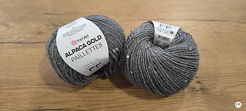 Galantéria - YarnArt Alpaca Gold Paillettes (9304 - Sivá) - 18069910_