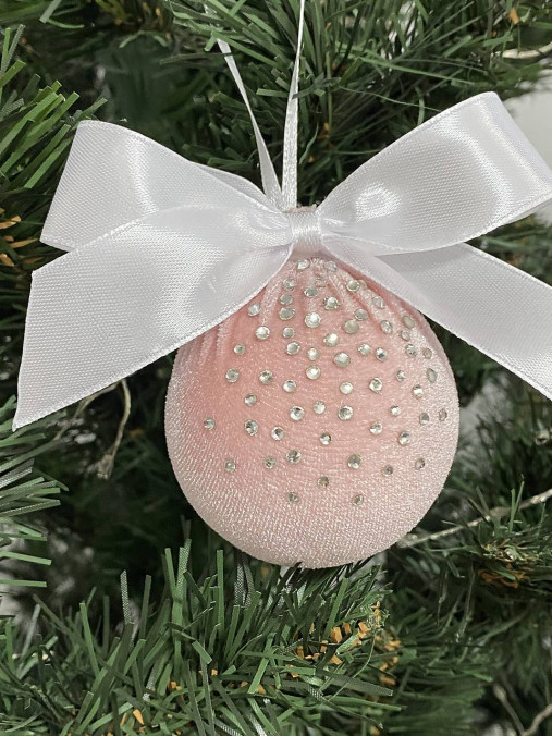 Iné - Ružová zamatová guľka 6 cm - 18069727_