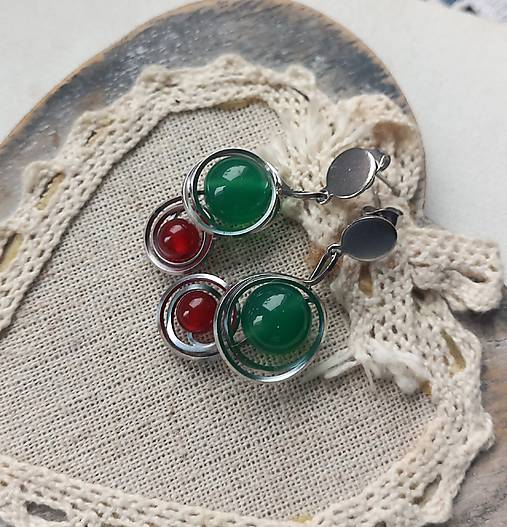 Náušnice - Jadeit,karneol chirurgická oceľ - 18069990_