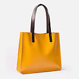 Kabelky - Kožená shopper kabelka TOTE BAG | žltá - 18070629_