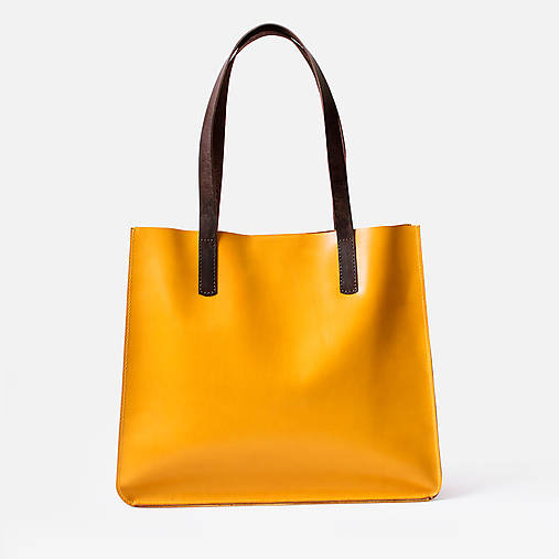 Kabelky - Kožená shopper kabelka TOTE BAG | žltá (základná) - 18070631_