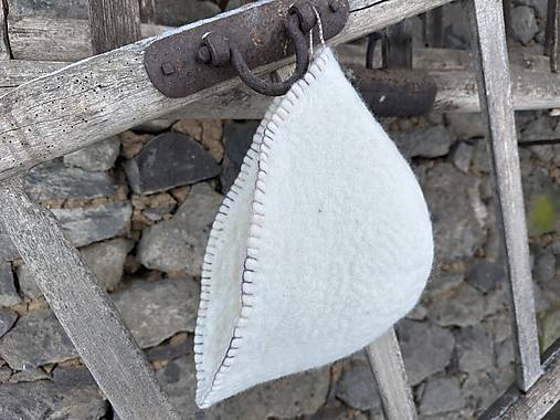 Čiapky, čelenky, klobúky - čiapka do sauny - prírodná biela vlna - 18071180_