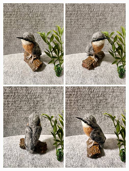 Dekorácie - Vtáčik - Brhlík obyčajný stojaci na drievku. - 18071618_