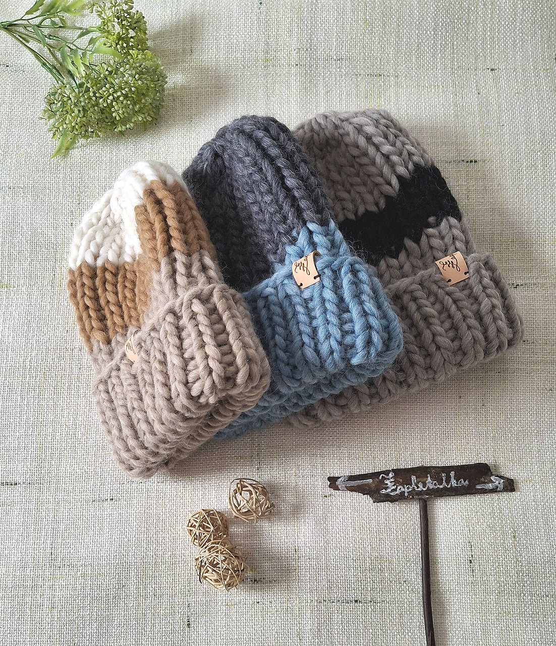 Chunky čiapky farebné