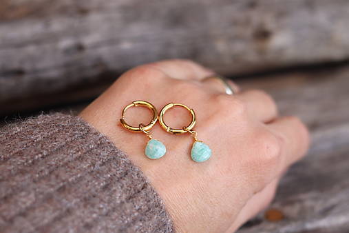 Náušnice kruhy amazonit