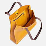Kabelky - Kožená shopper kabelka TOTE BAG | žltá - 18071157_