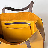 Kabelky - Kožená shopper kabelka TOTE BAG | žltá - 18071215_