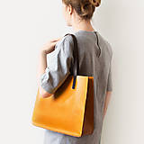 Kabelky - Kožená shopper kabelka TOTE BAG | žltá - 18071525_