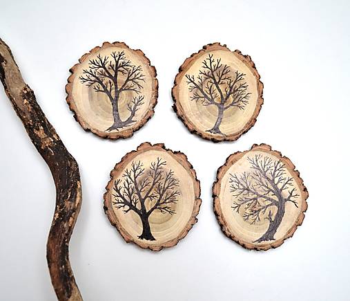 Príbory, varešky, pomôcky - Drevené podšálky - Stromy - 18072728_
