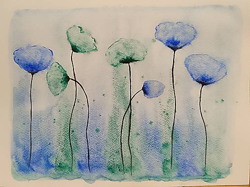 Obrazy - Modrozelene kvety - 18074271_