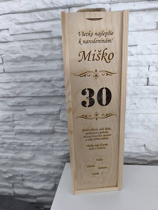 Úložné priestory & Organizácia - Gravirovana krabica na víno k 30 - 18074047_