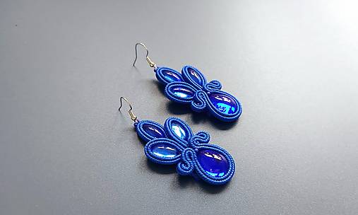 Náušnice - Ciara - Blue soutache earring - ručne šité šujtášové náušnice - 18073179_
