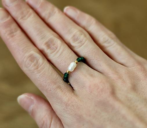 Prstene - Prsteň s perlou - spinel - 18072644_