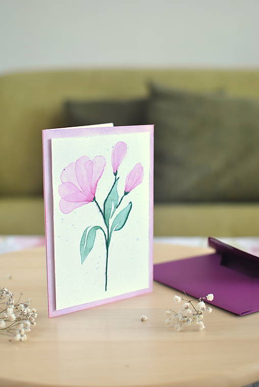 Papiernictvo - Pohľadnica - akvarel a výšivka - A6 (Veternica) - 18073752_