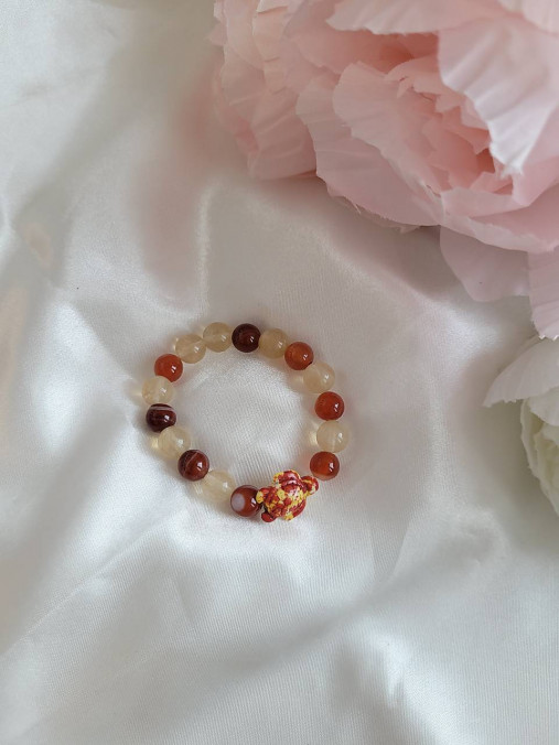 Detské doplnky - Detské minerálne náramky korytnačka (Červeno-žltá) - 18073059_