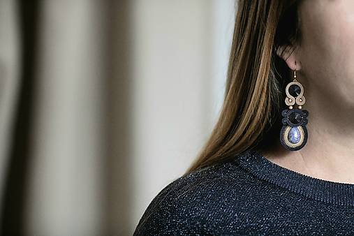 Náušnice - Verona - Ručne šité šujtášové náušnice - Soutache earrings - 18075327_