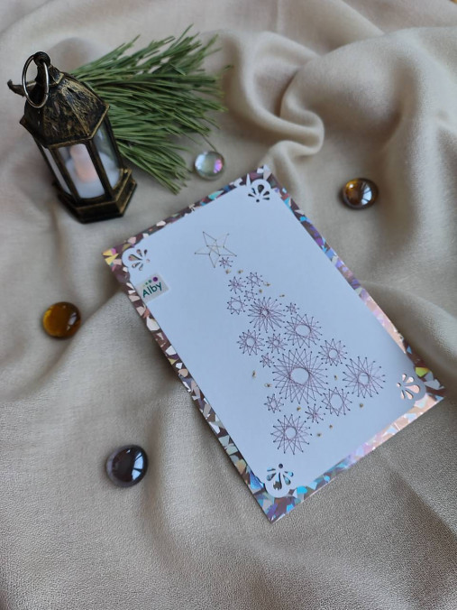 Papiernictvo - Telegram stromček - vyšívaná pohľadnica - 18075152_