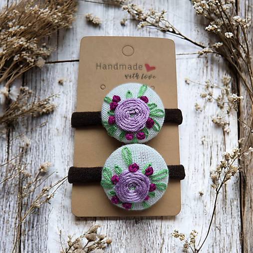 Ozdoby do vlasov - Sada vyšívaných gumičiek do vlasov  - 18075631_