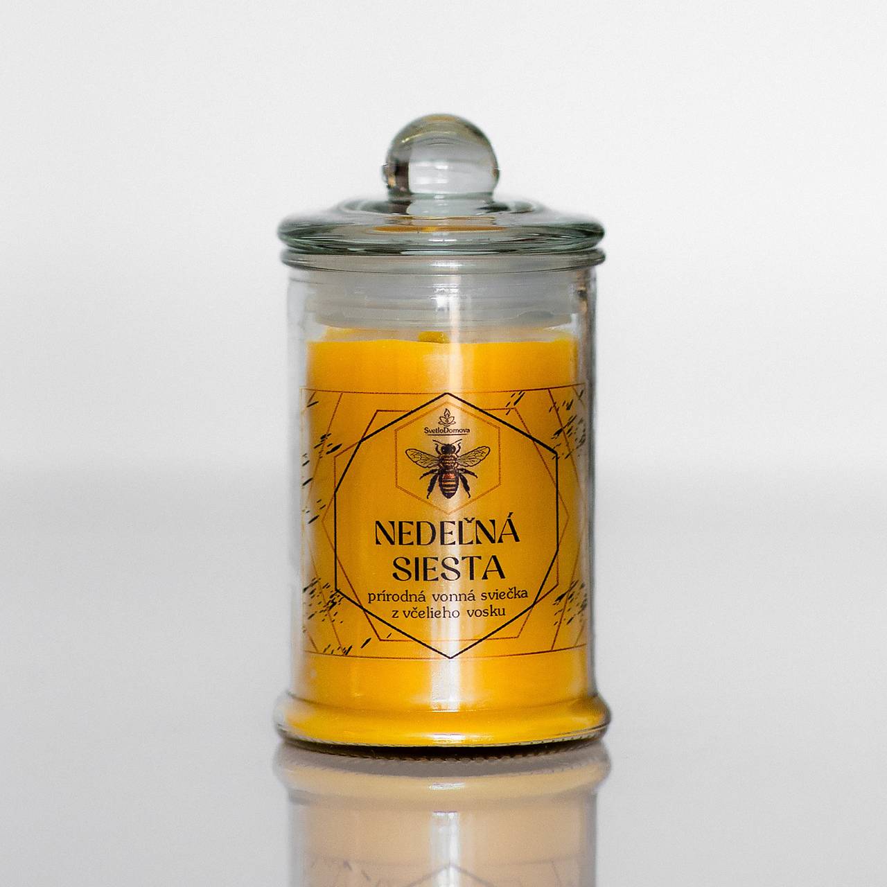 Sviečka zo 100% včelieho vosku v skle - Nedeľná siesta