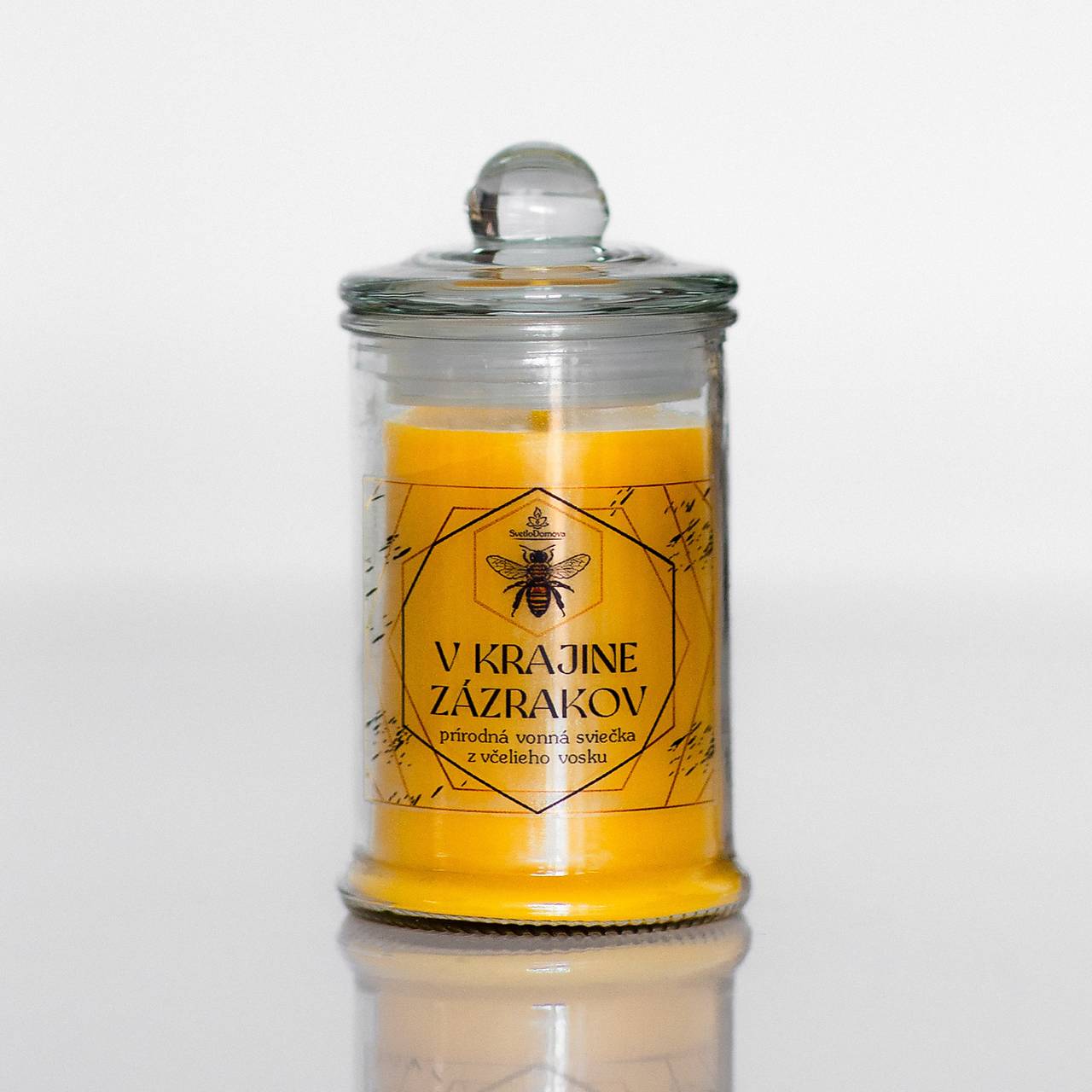 Sviečka zo 100% včelieho vosku v skle - V krajine zázrakov