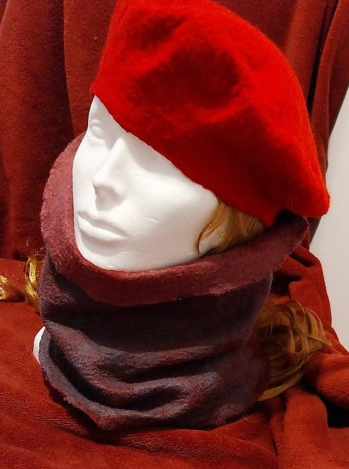 Čiapky, čelenky, klobúky - Červená baretka - 18076878_
