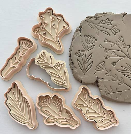 Príbory, varešky, pomôcky - Vykrajovátka a pečiatky – Sada 6 byliniek - 18076914_