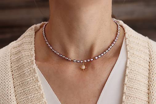 Perlový náhrdelník - lila