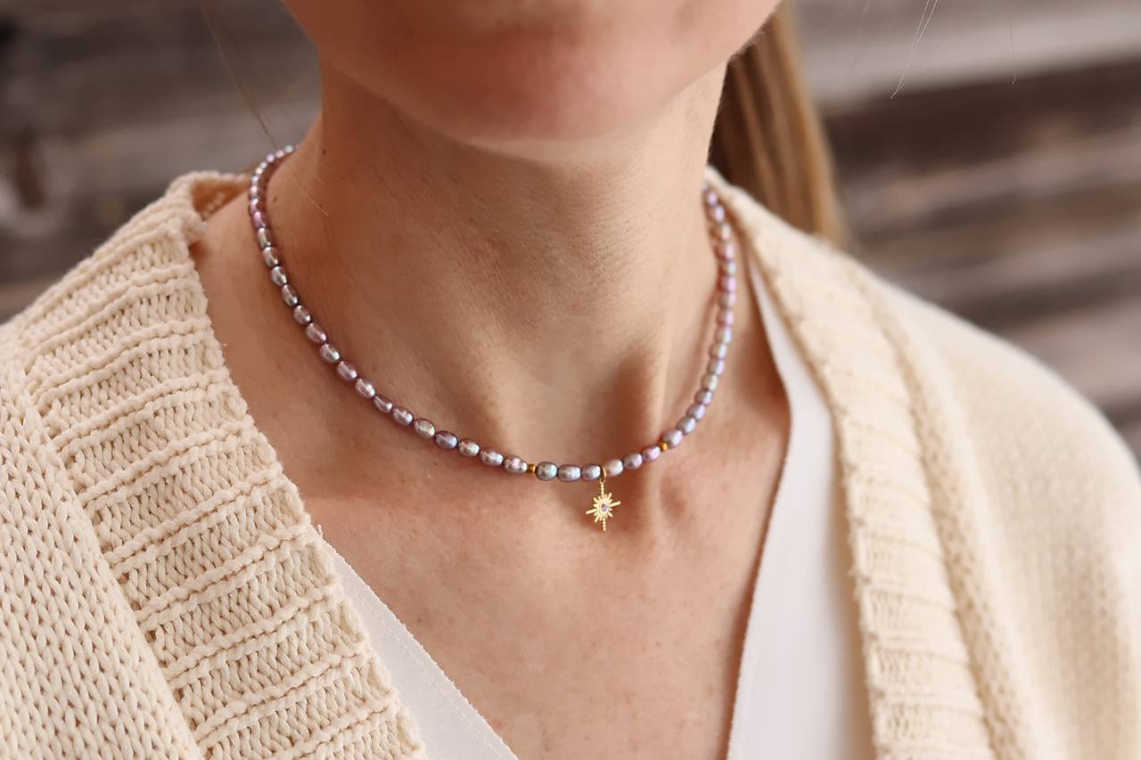 Perlový náhrdelník - lila