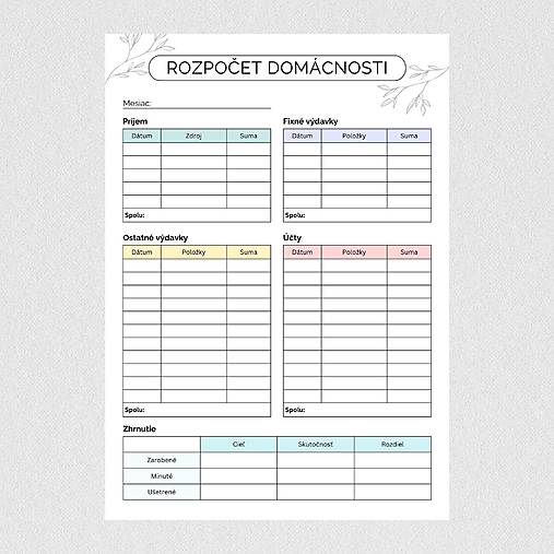 Papiernictvo - Rozpočet domácnosti - mesačný (PDF) - 18076923_