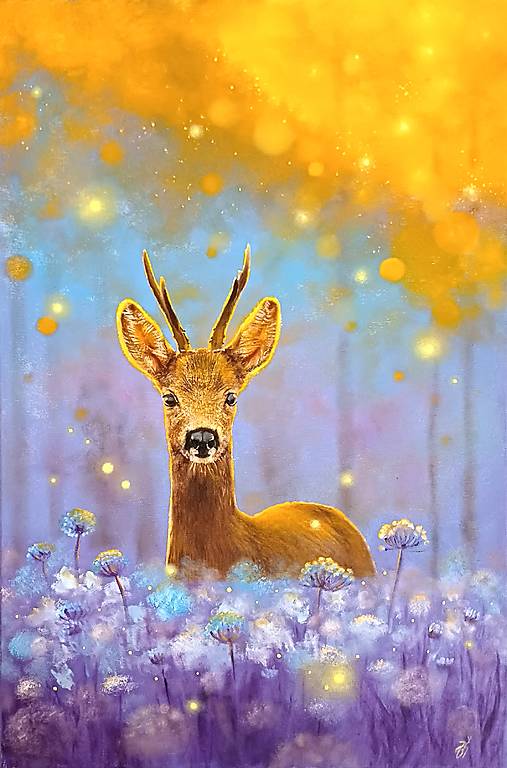 Obrazy - Obraz Stretnutie so srnčekom, výtlačky - 18079395_