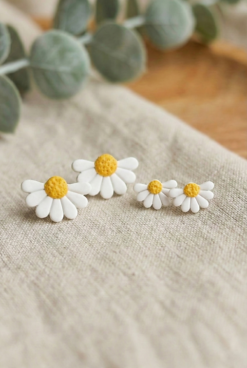 Náušnice - Margarétky-napichovacie náušnice mama a dcéra  - 18078995_