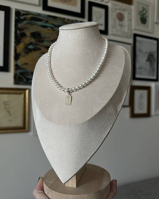 minimalistický shell perlový náhrdelník - Malý princ - ruža