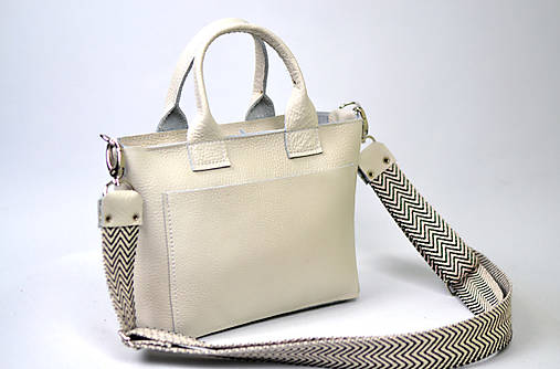 Kožená kabelka  malá LIGHT CREAM raw