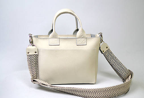 Kožená kabelka  malá LIGHT CREAM raw