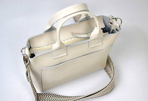 Kožená kabelka  malá LIGHT CREAM raw
