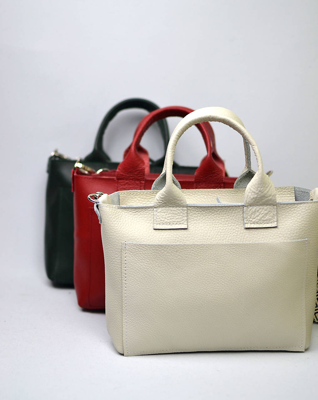 Kožená kabelka  malá LIGHT CREAM raw