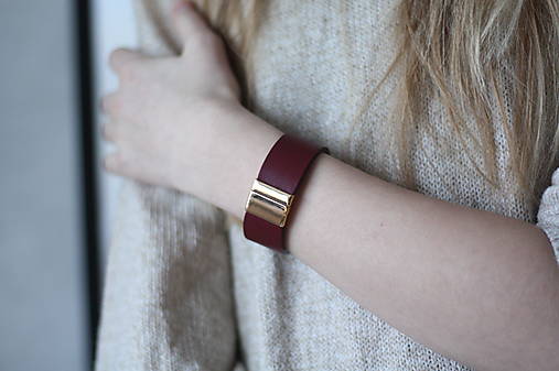 Náramky - Kožený náramok 2cm basic- BORDOVÁ - 18080096_