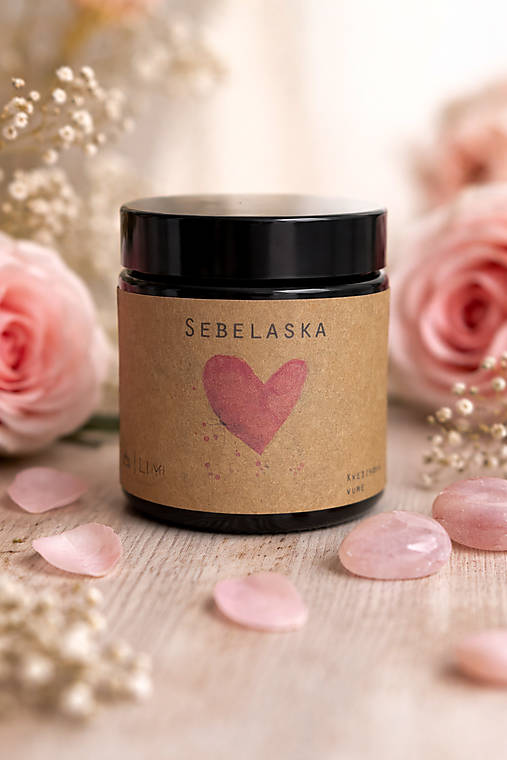 Sviečky - Sójová svíčka - SEBELÁSKA.... 180 ml - 18081143_