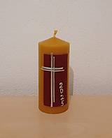 Sviečky - Hromničná sviečka hrubá liata s bordovým krížom - 18079954_
